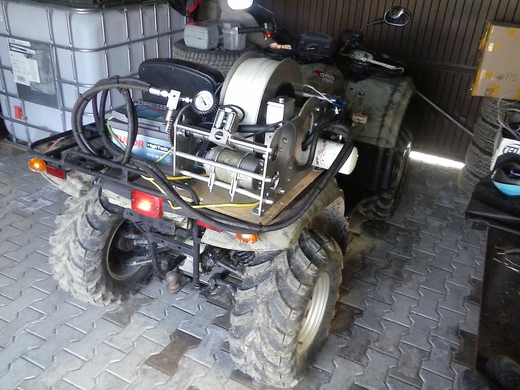 Hydraulic payout winch in ATV